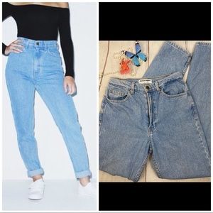 American Apparel High Waisted Light Wash Mom Jeans